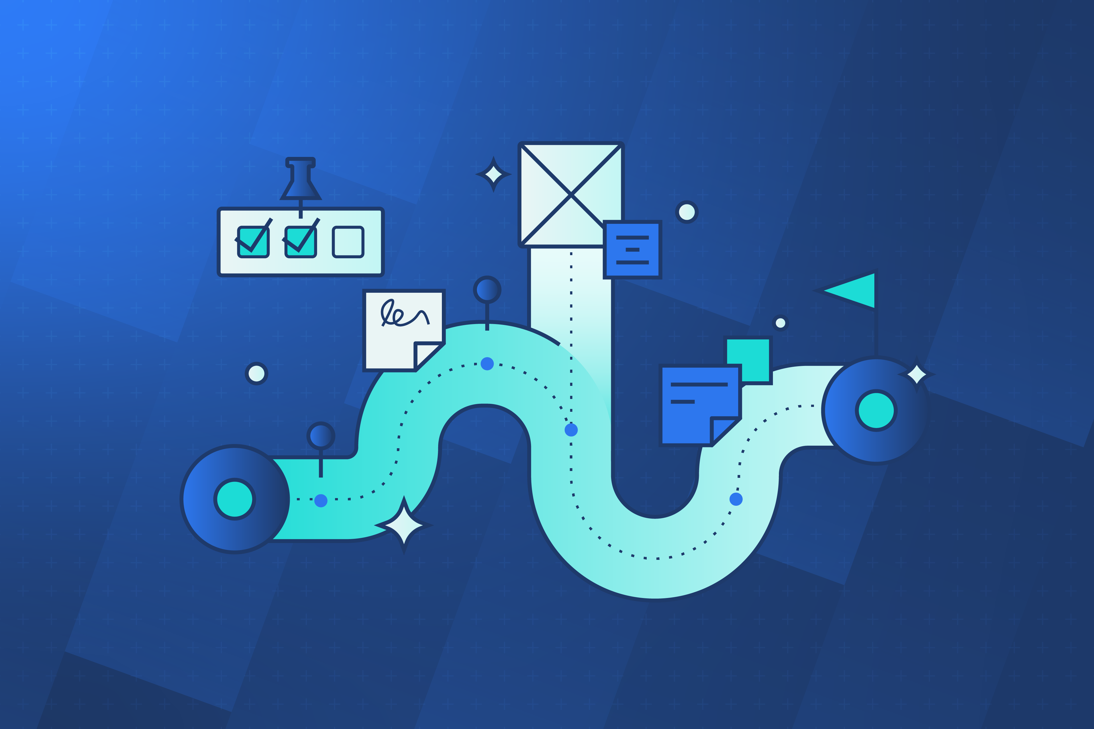 Illustration d’une roadmap produit et d’un backlog agile montrant la planification progressive, les priorités et l’évolution d’un projet logiciel.
