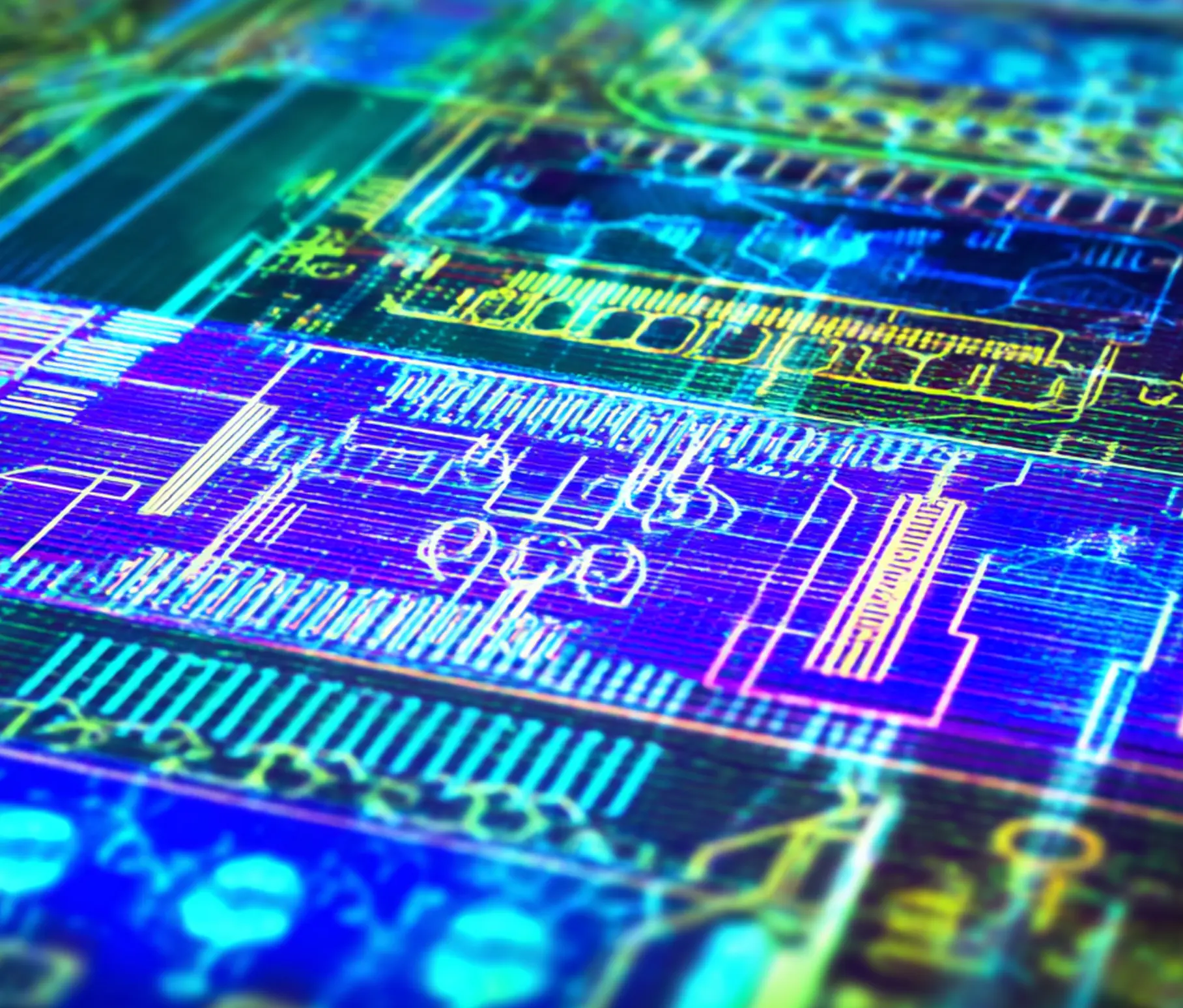 \3D render of an analog and mixed-signal integrated circuit (IC) on a clean reflective surface
