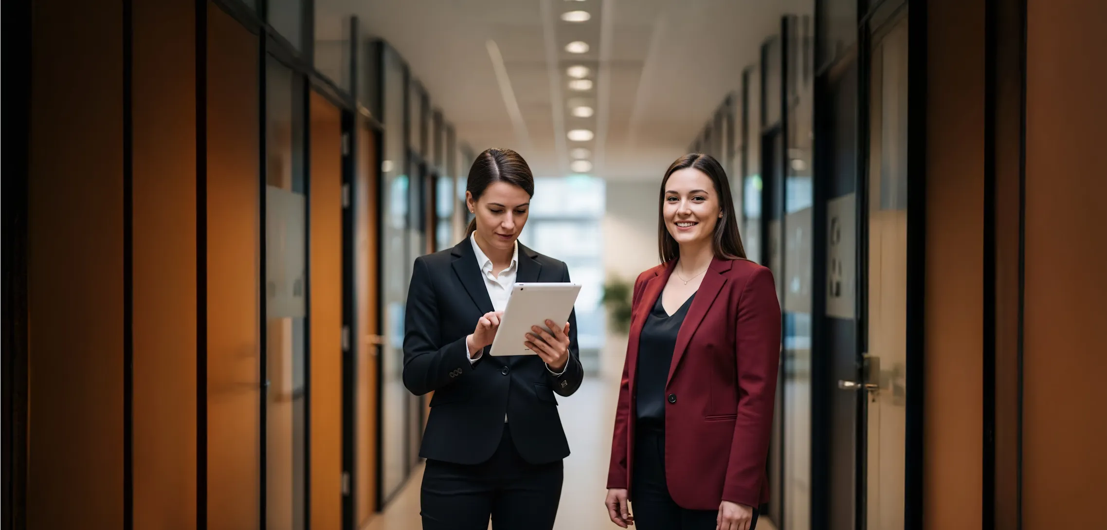 two women in an office background