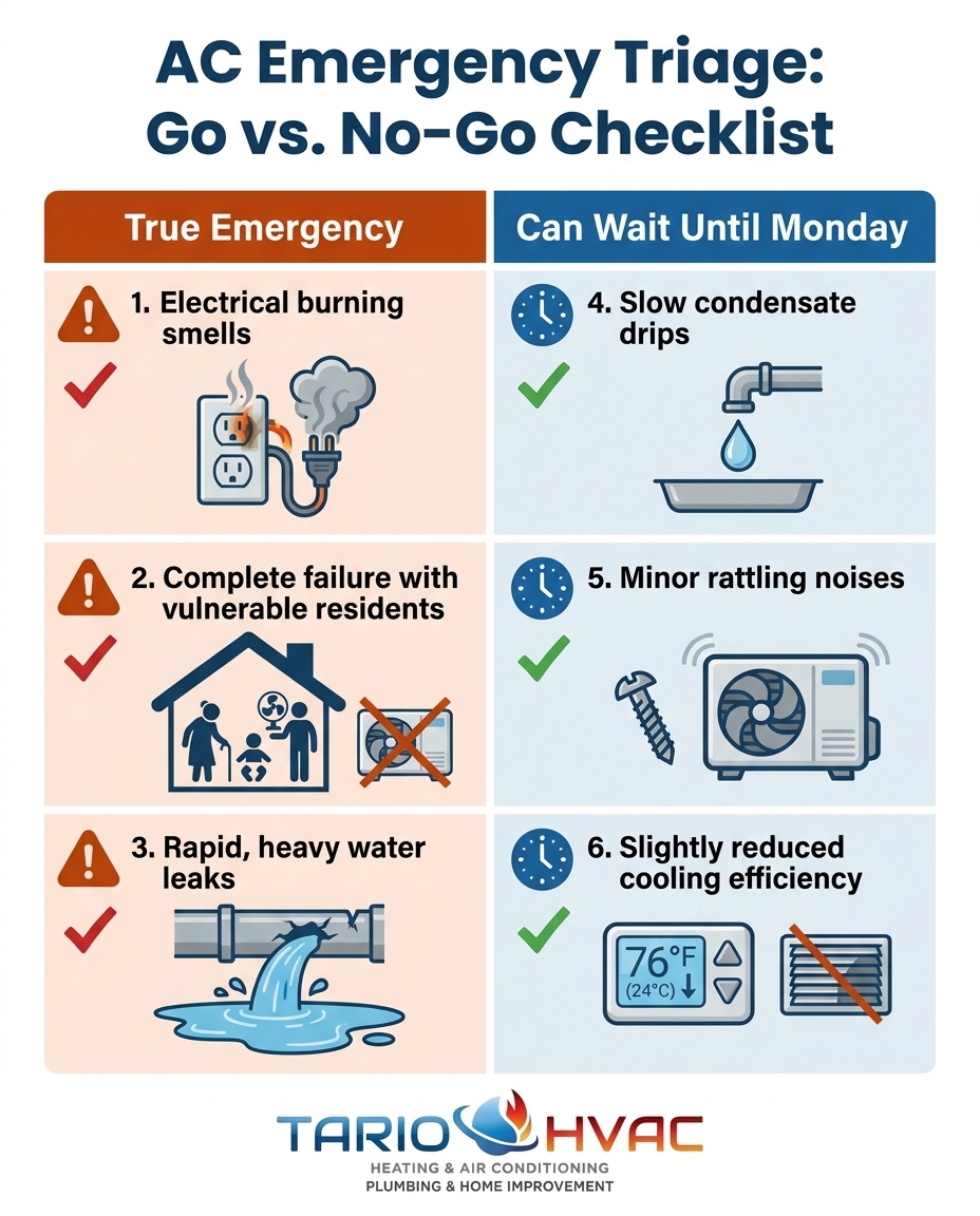 AC Emergency Triage: Go vs. No-Go Checklist