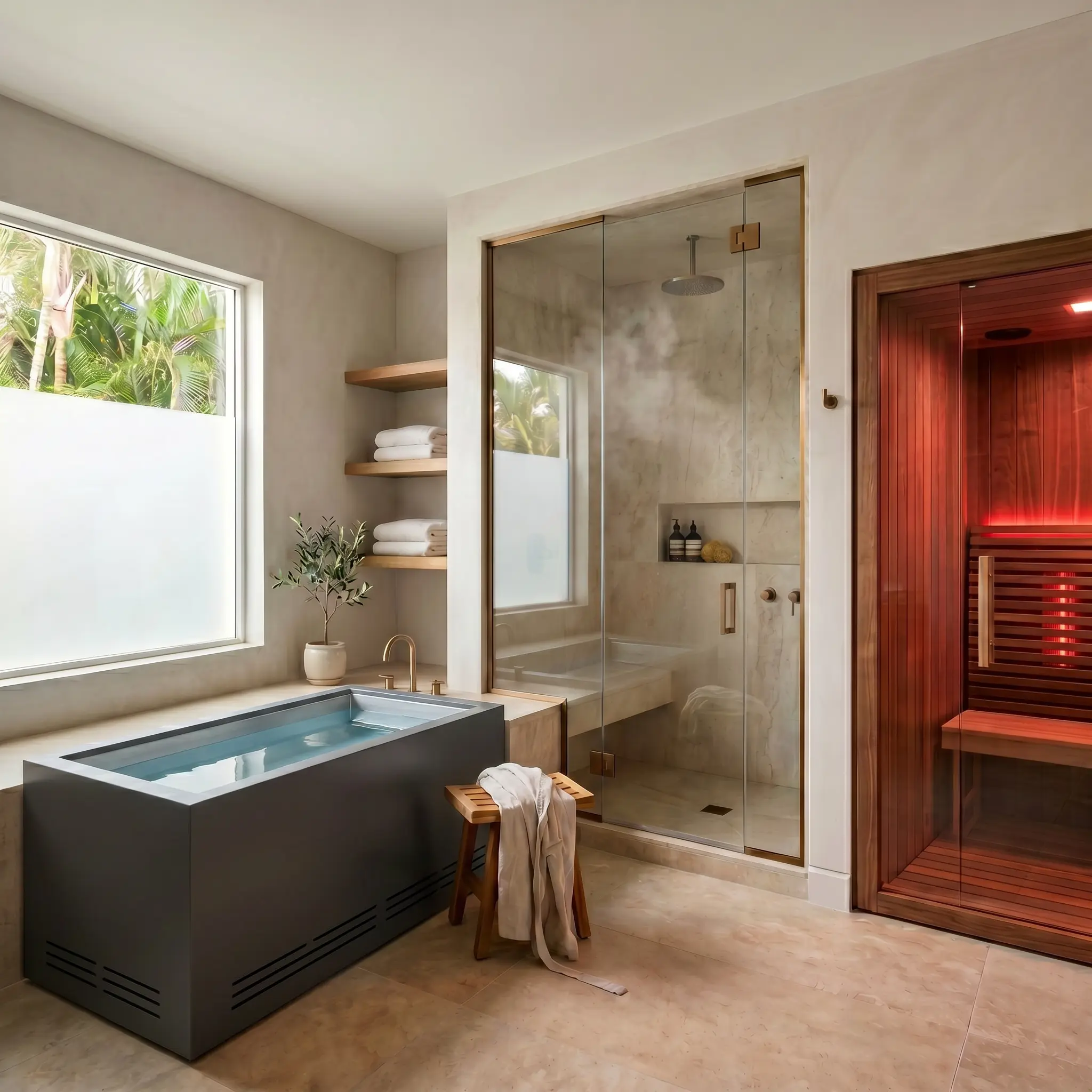 Bathroom steam wellness zone