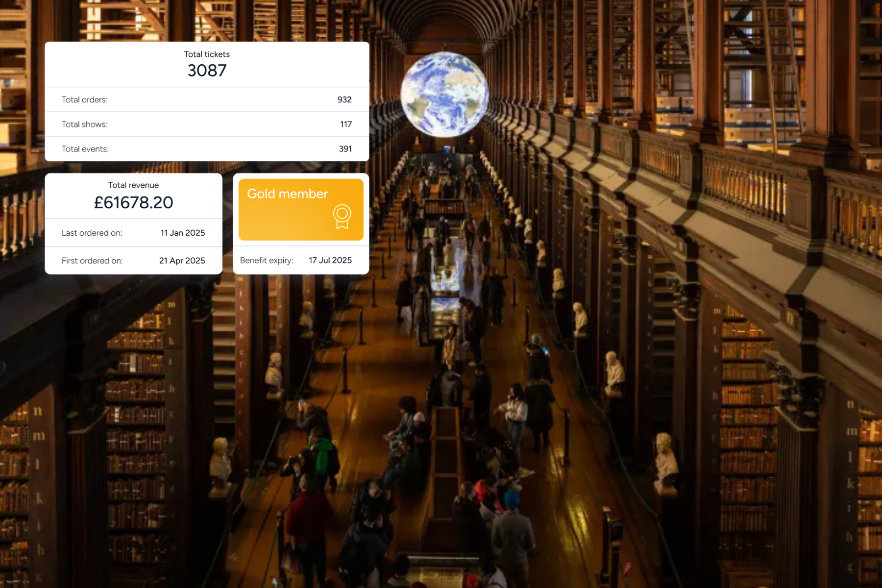 Group of people seated around tables in a conference room watching a presentation titled 'Ticketsolve Tips & Tricks'.