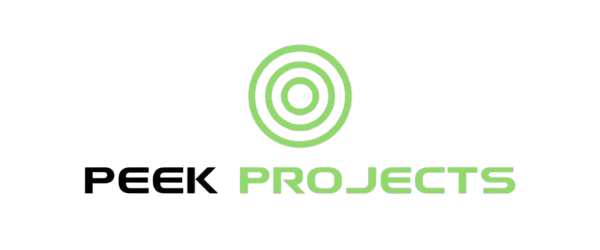Logo of Peek Projects featuring concentric green circles above the text with 'PEEK' in black and 'PROJECTS' in green.