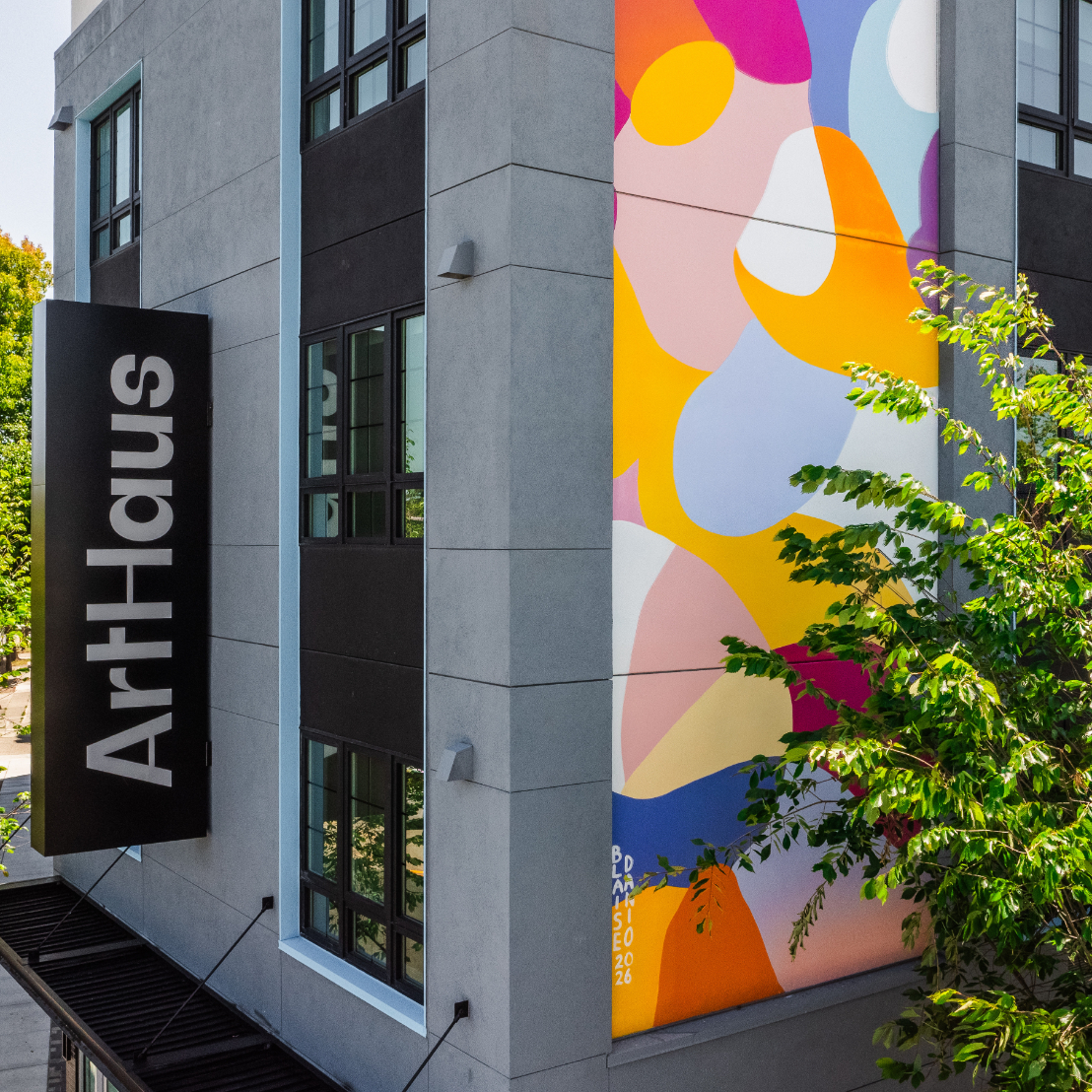ArtHaus Telegraph Exterior drone shot with street view