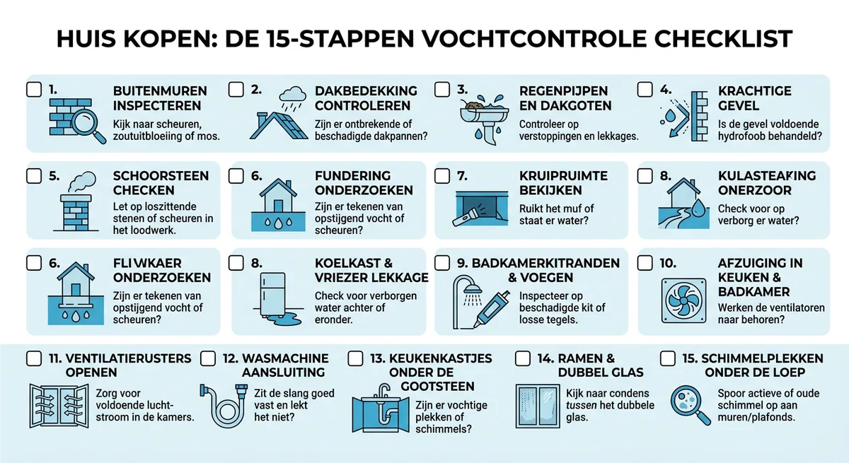 checklist woningaankoop vochtproblemen 15 stappen