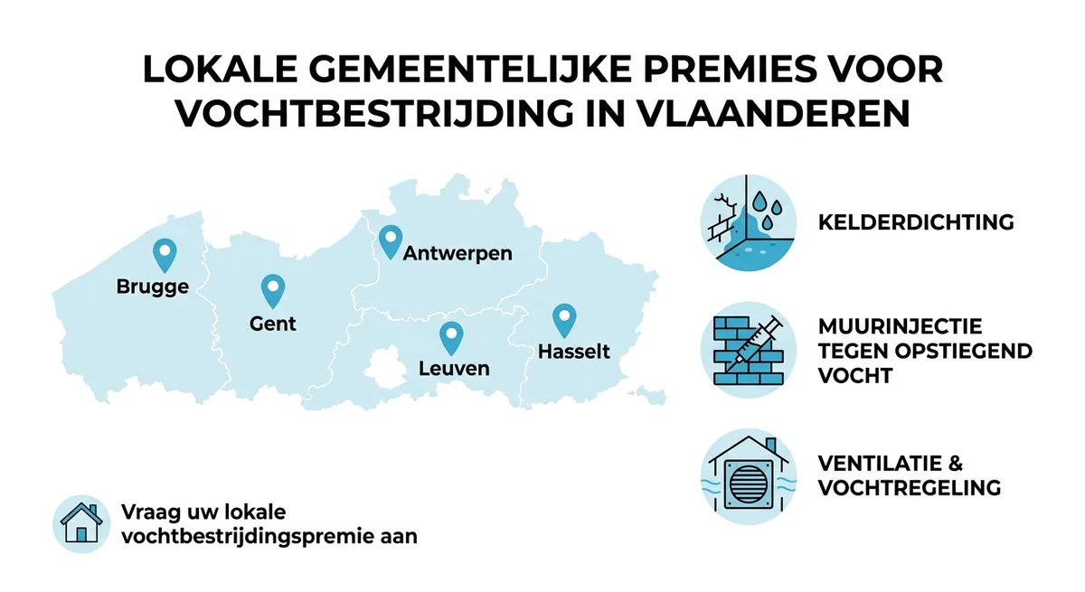 gemeentelijke premies vochtbestrijding Vlaanderen steden