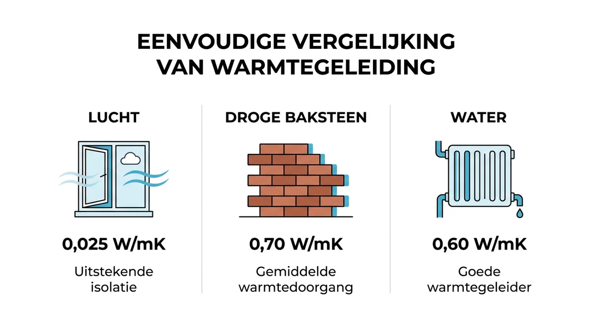 warmtegeleidbaarheid vocht isolatie waarde droog versus nat metselwerk