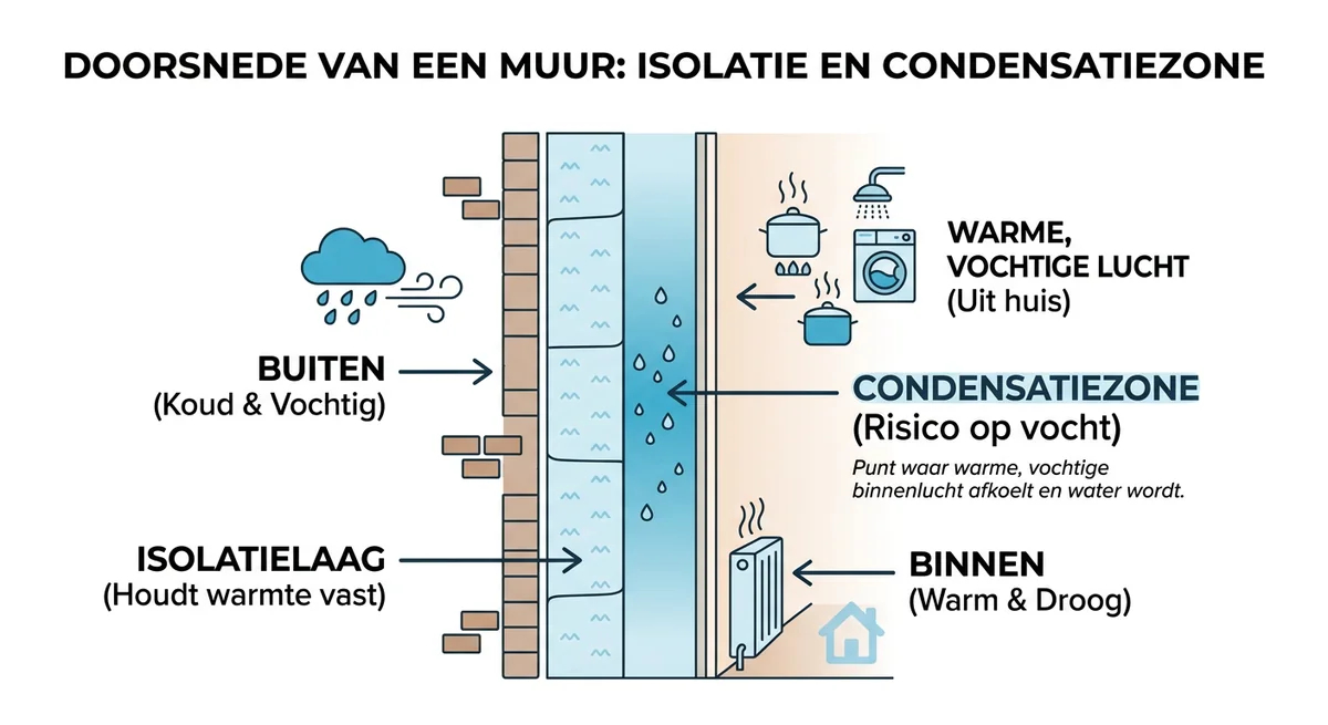 condensatie in muurconstructie na isolatie dampscherm