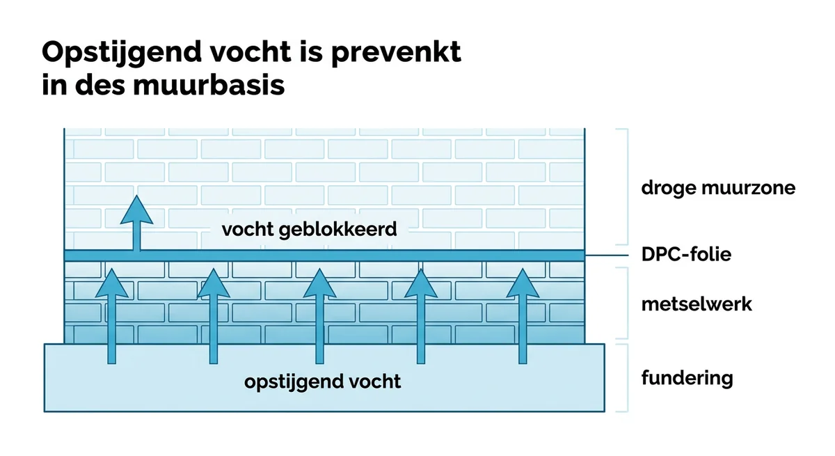 capillaire werking vochtscherm dpc folie opstijgend vocht