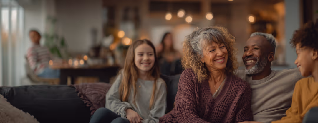 Family relaxing on a couch