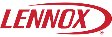 Lennox company logo in red text with a curved underline.