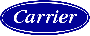Carrier logo in white italic text inside a blue oval.