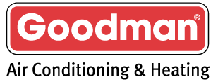 Goodman logo with the text Air Conditioning & Heating below.