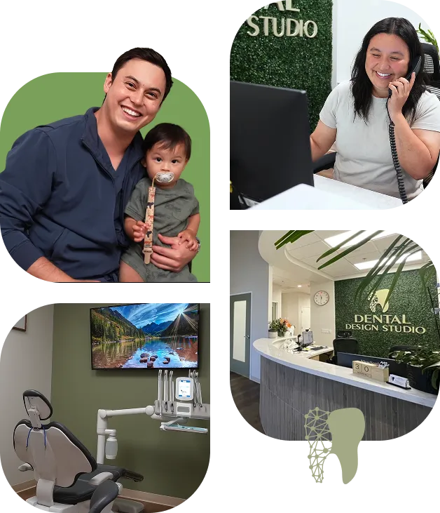 Collage pictures of dentists at work