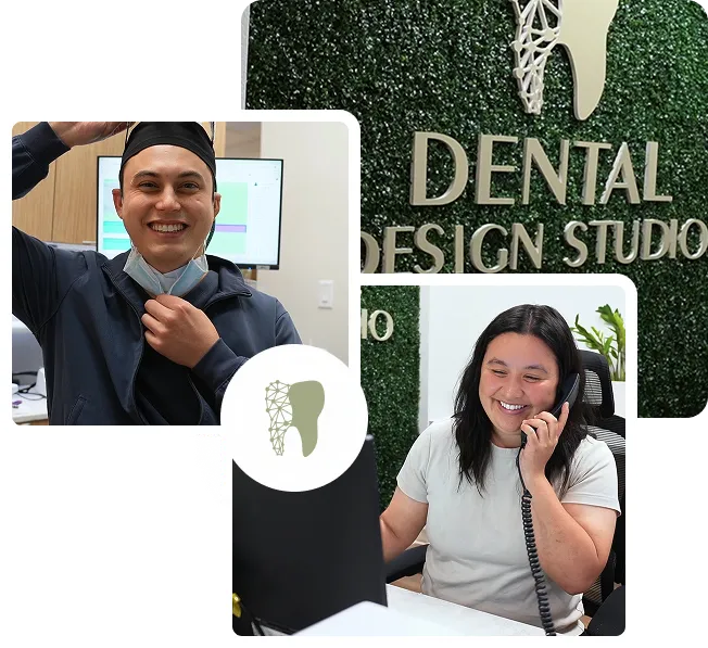 Collage pictures of dentists at work