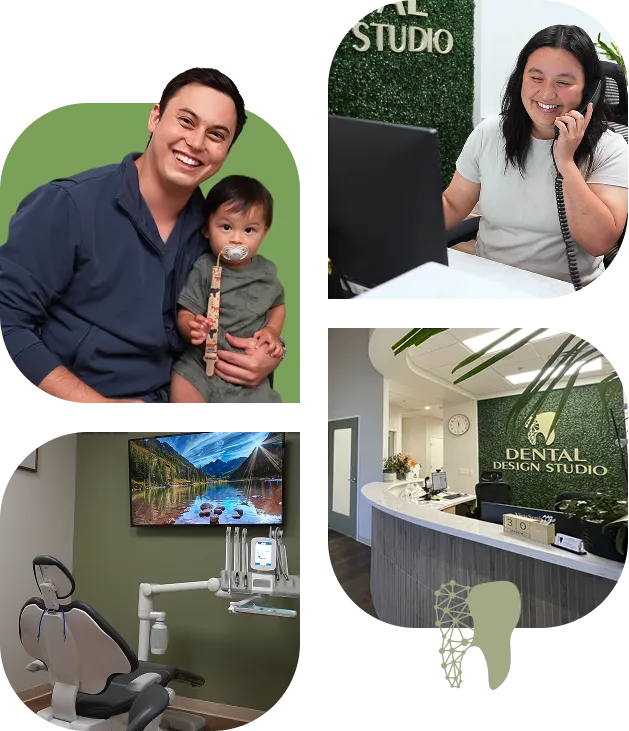 Collage pictures of dentists at work