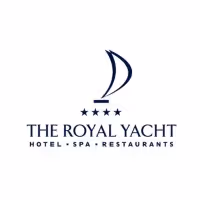 The Royal Yacht Hotel logo featuring a stylized yacht sail and four stars above the hotel name.