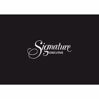 Text reading 'Signature Executive' in elegant white script on a black background.