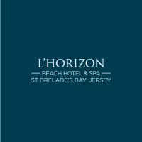 L'Horizon Beach Hotel & Spa logo with text indicating its location in St Brelade's Bay, Jersey.