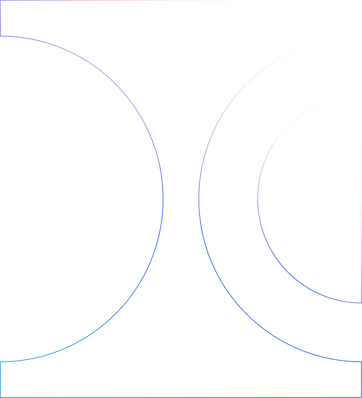 Abstract black background with overlapping curved lines in blue and pink shades forming circular and arc shapes.