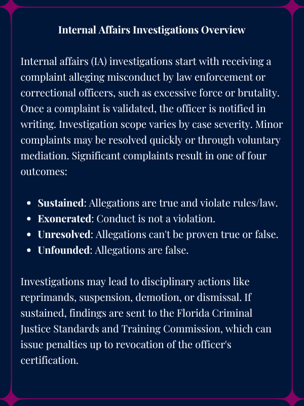 Internal Affairs Investigations Overview