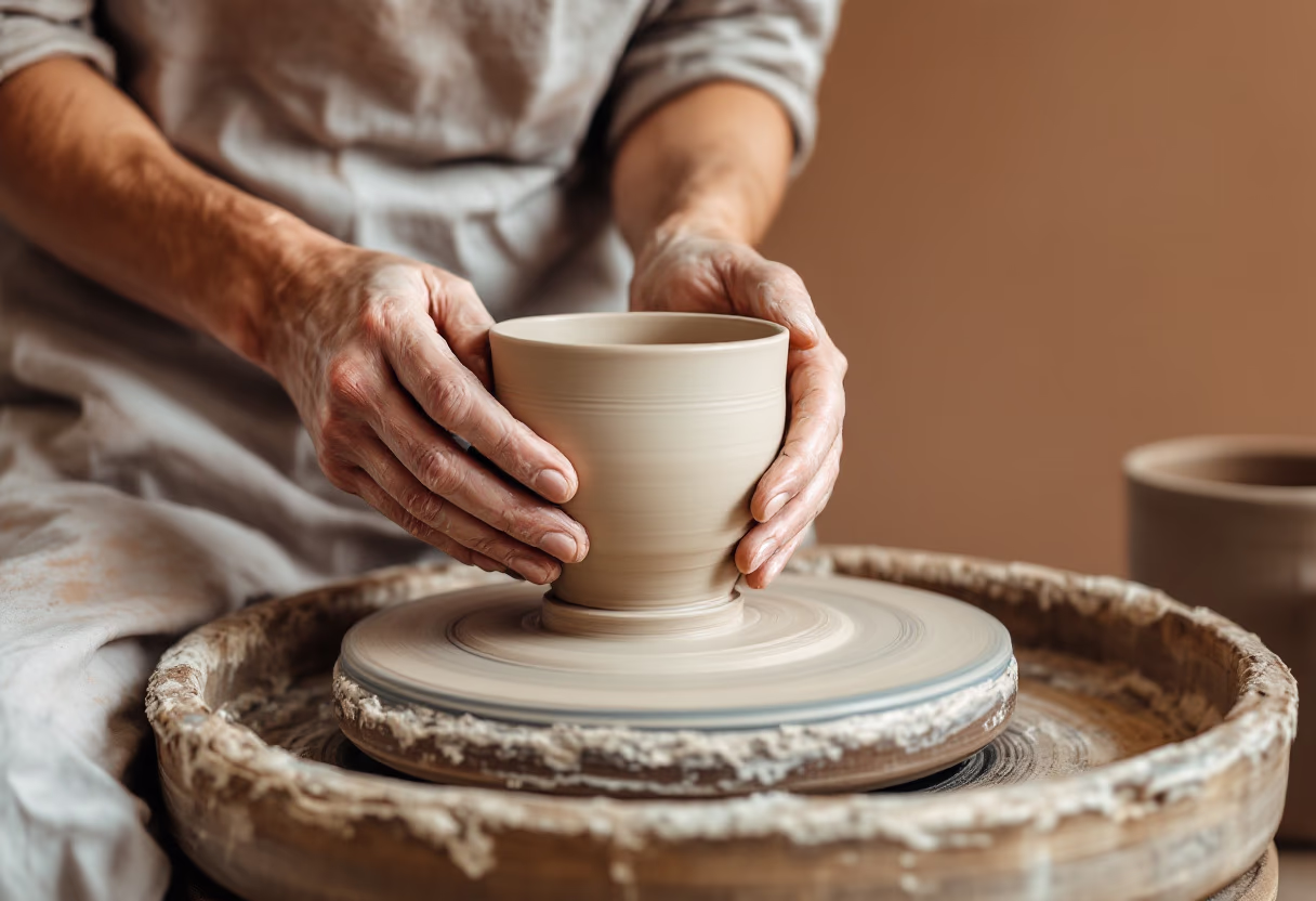image of pottery wheel in use