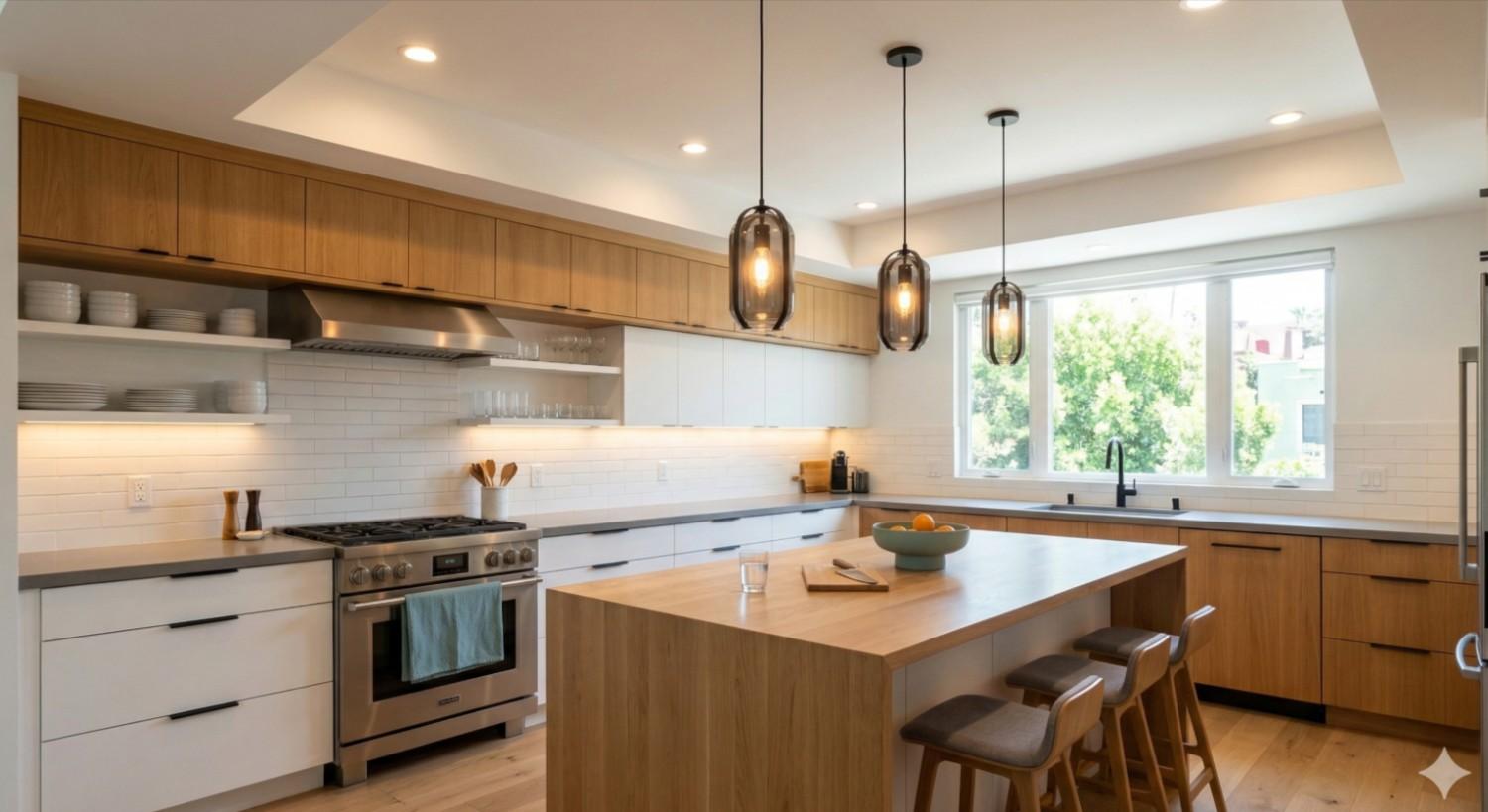 Contemporary kitchen lighting design in Los Angeles