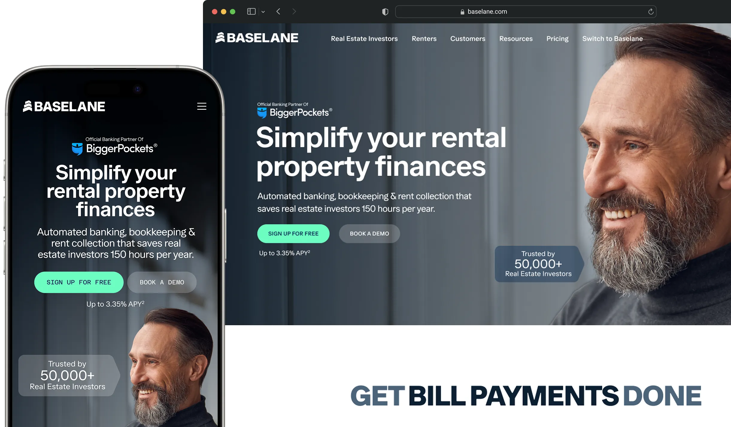 Screenshots from Baselane website