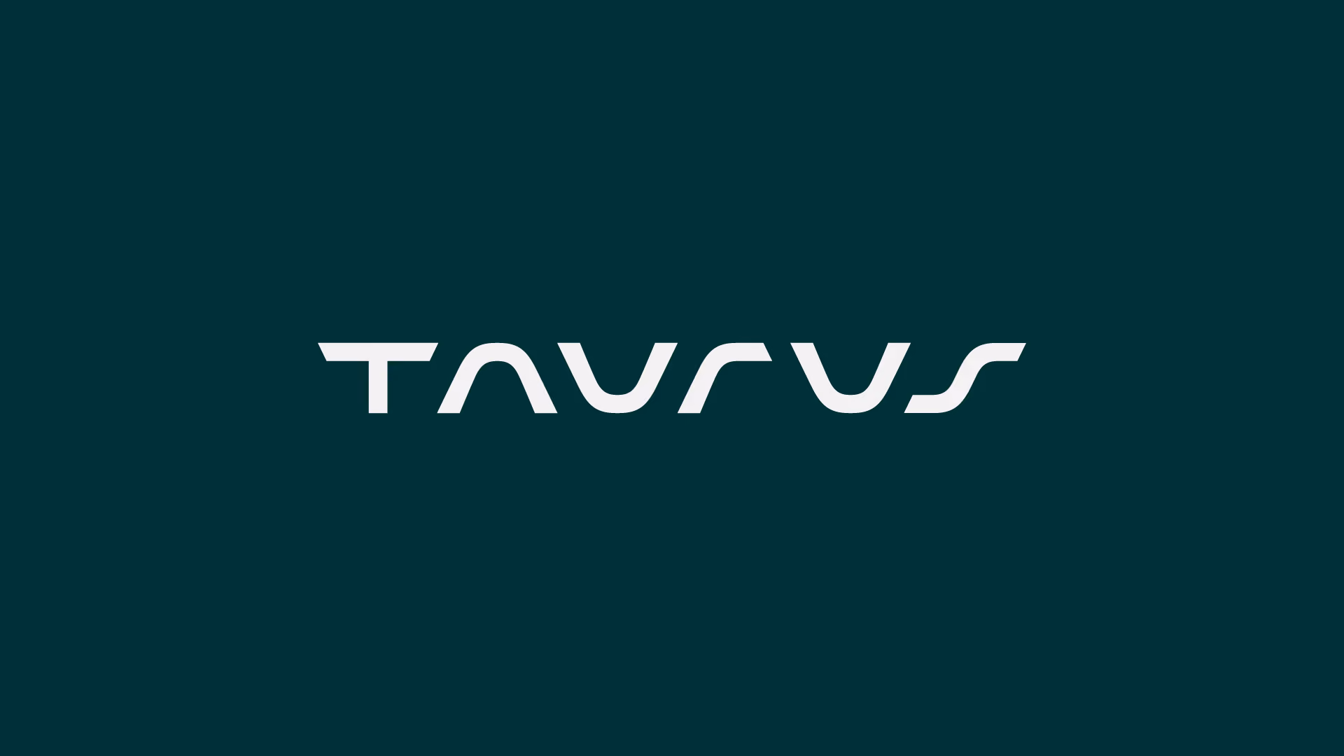 Minimalist rhythmic logo with the word 'TAURUS' in a modern geometric style against a dark teal background.