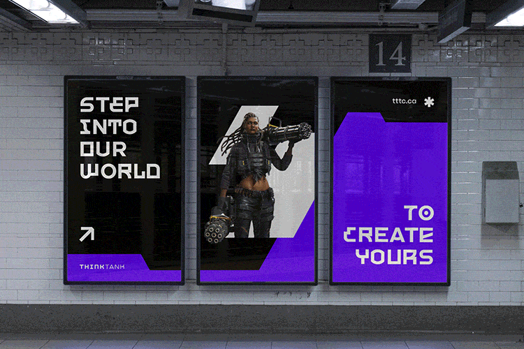 Sequence of images from the Think Tank Branding Case Study.