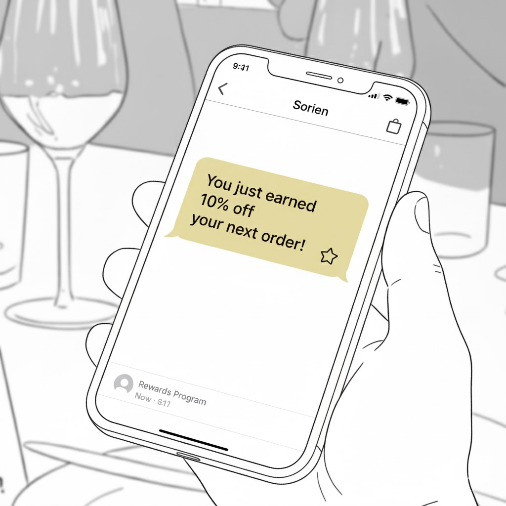 Close up of phone in hand with a text message