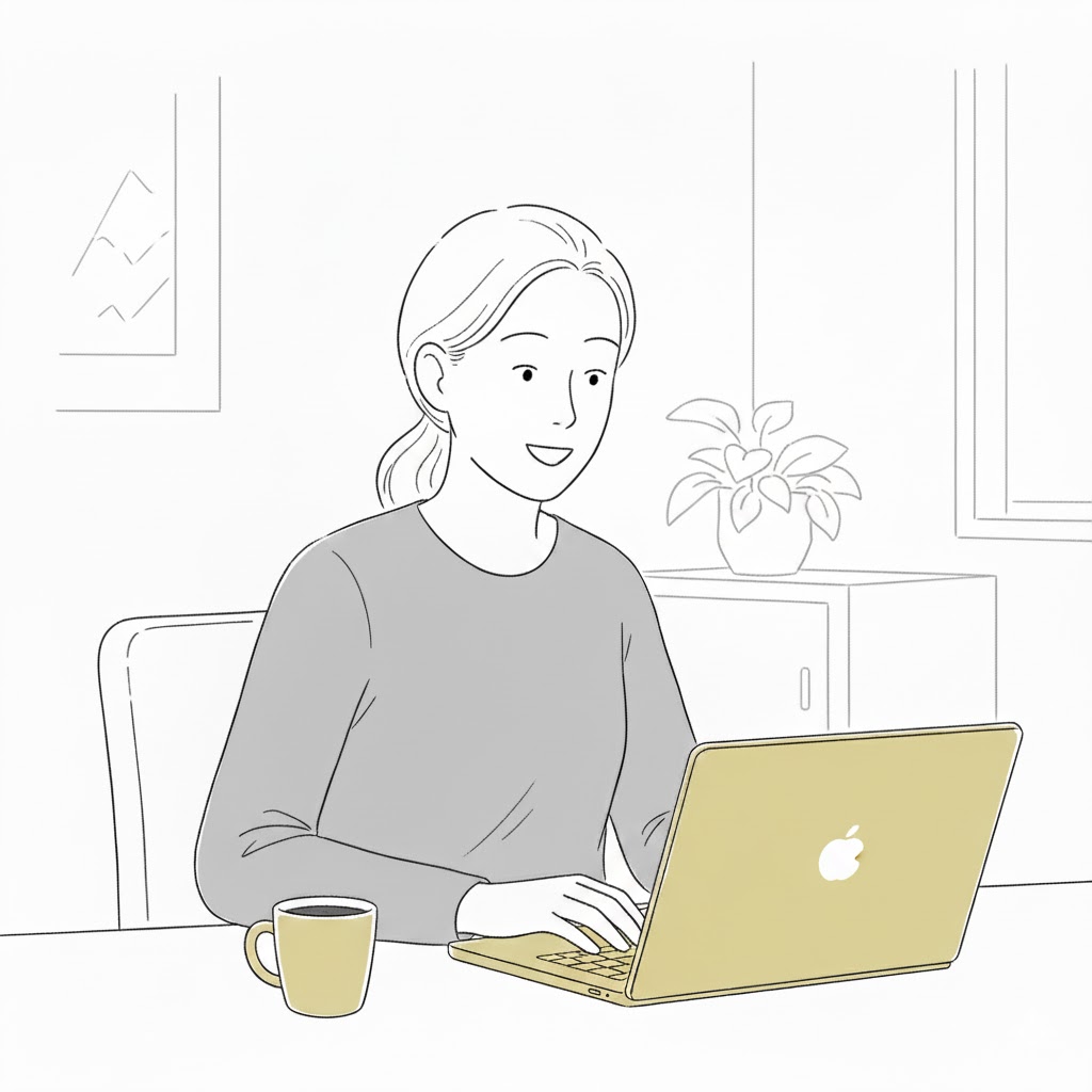 A woman working at a desk with her laptop 