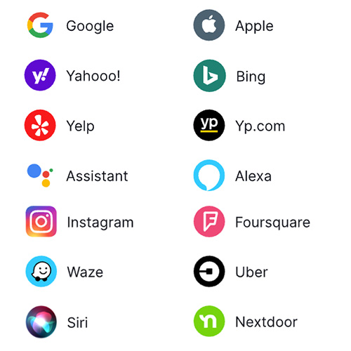 icons from common directories including google, apple, yahoo, alexa and more