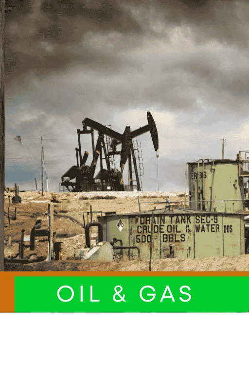 Image of an oil and gas facility and its assets being protected and insured by lightning protection