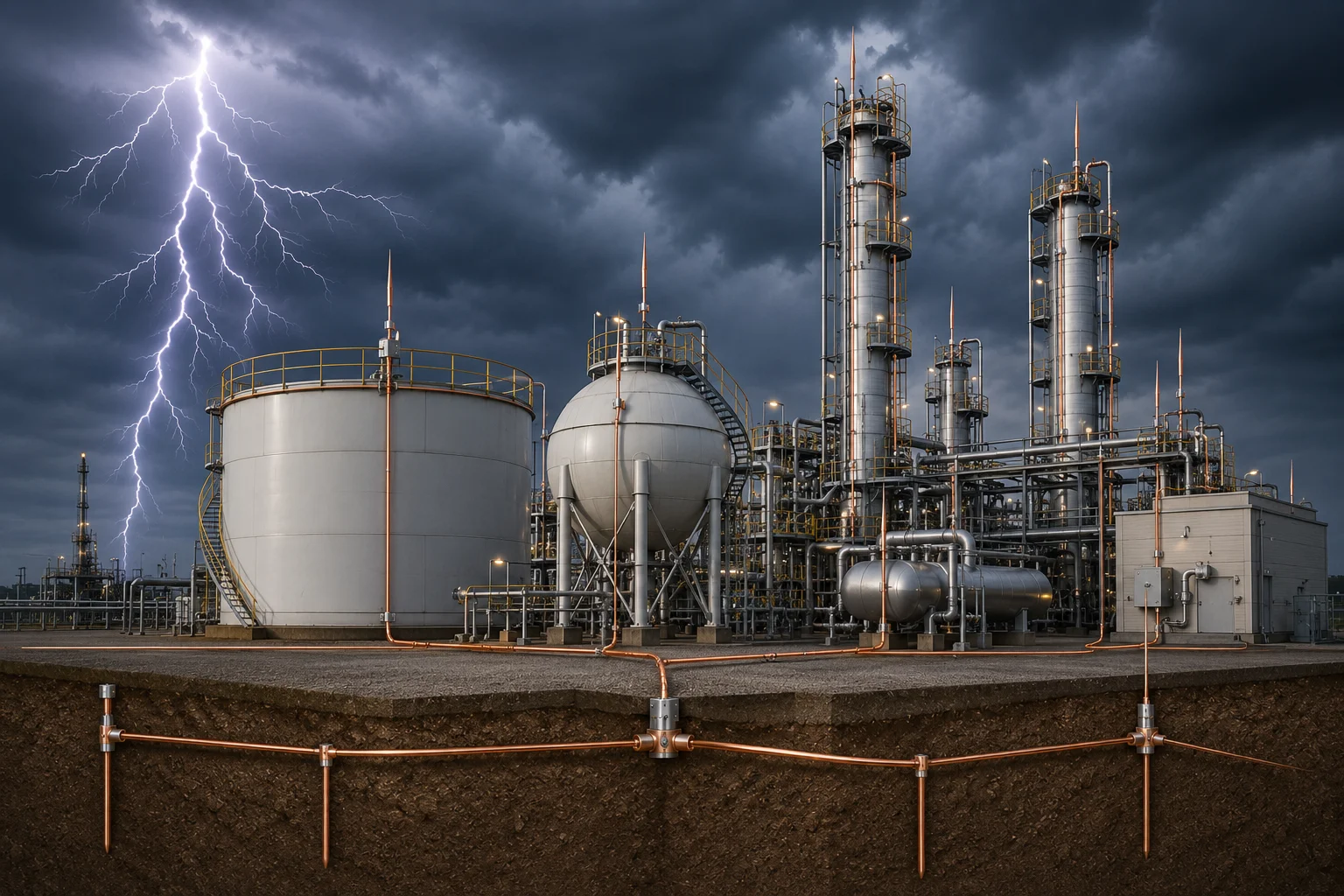 Oilfield lightning protection installation services in West Texas oil and gas facilities