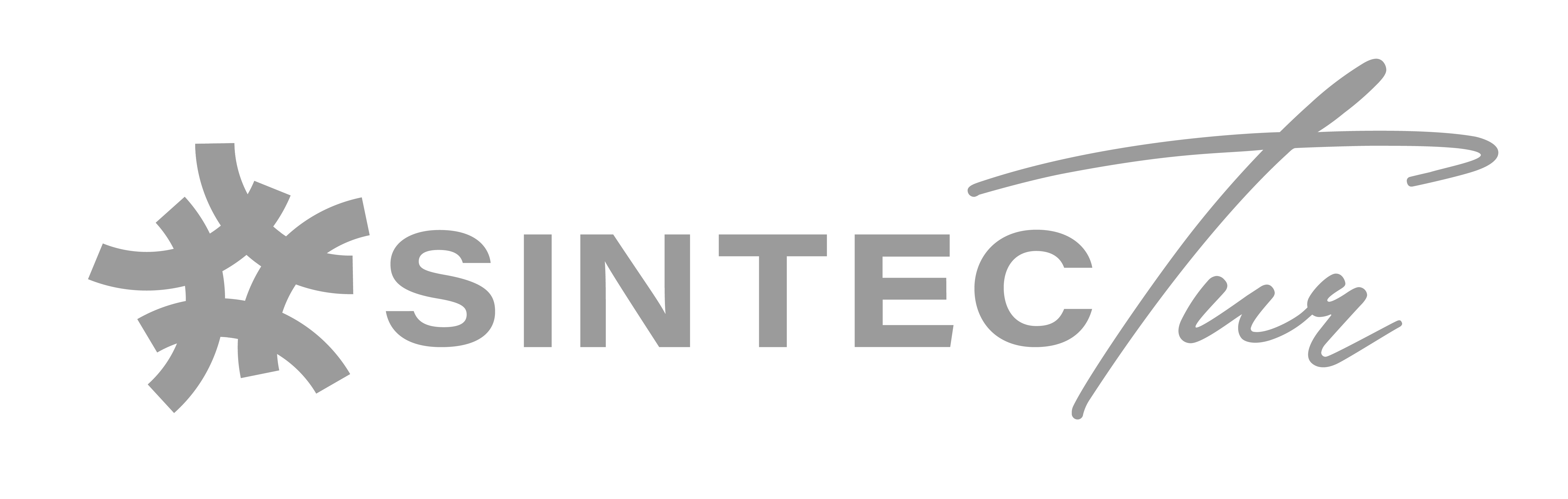 Logo with stylized abstract icon followed by the text SINTEC Tur in gray.