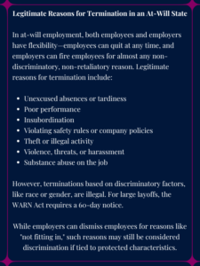 Legitimate Reasons for Termination in an At-Will State