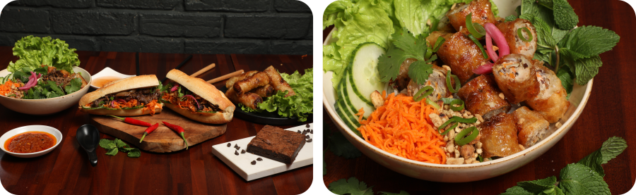 Délicieux Banh Mi et bol de riz servis chez Baguettes à Paris