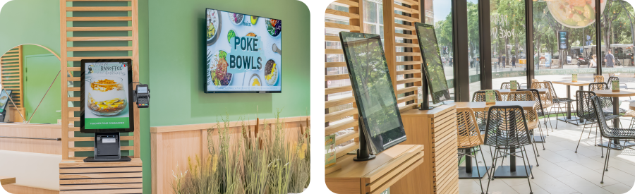 Exemples de bornes de commande installées dans différents restaurants Heiko