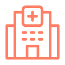 Icon of a hospital building with a medical cross above the entrance.