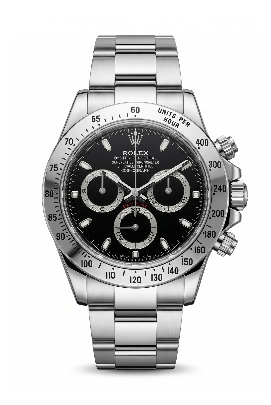 Rolex Daytona 116520 acero con dial negro y brazalete de acero, cronógrafo icónico de alta gama en relojería