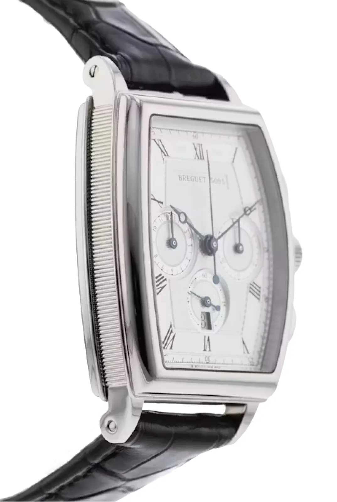 Reloj Breguet Heritage 5460 en oro blanco con dial blanco y correa de cuero negro, pieza de alta gama en relojeria argentina