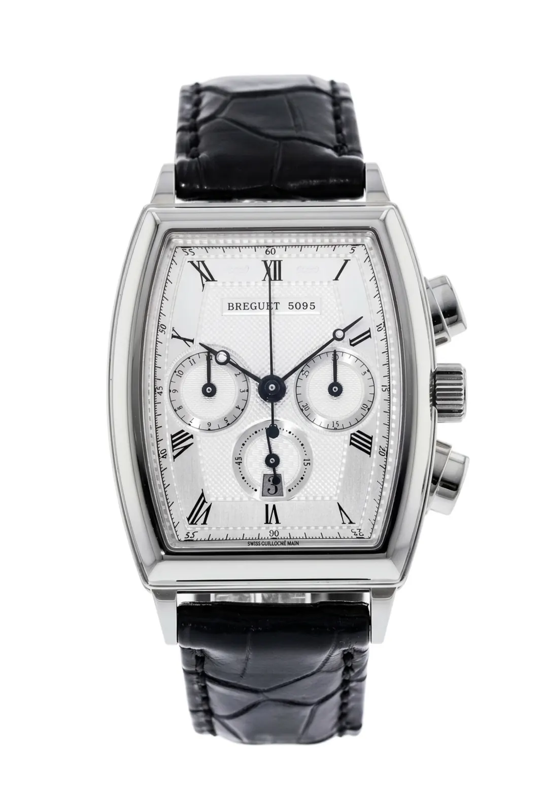 Breguet Heritage 5460 oro blanco con dial blanco y correa de cuero negro, cronógrafo de alta gama en relojería Buenos Aires