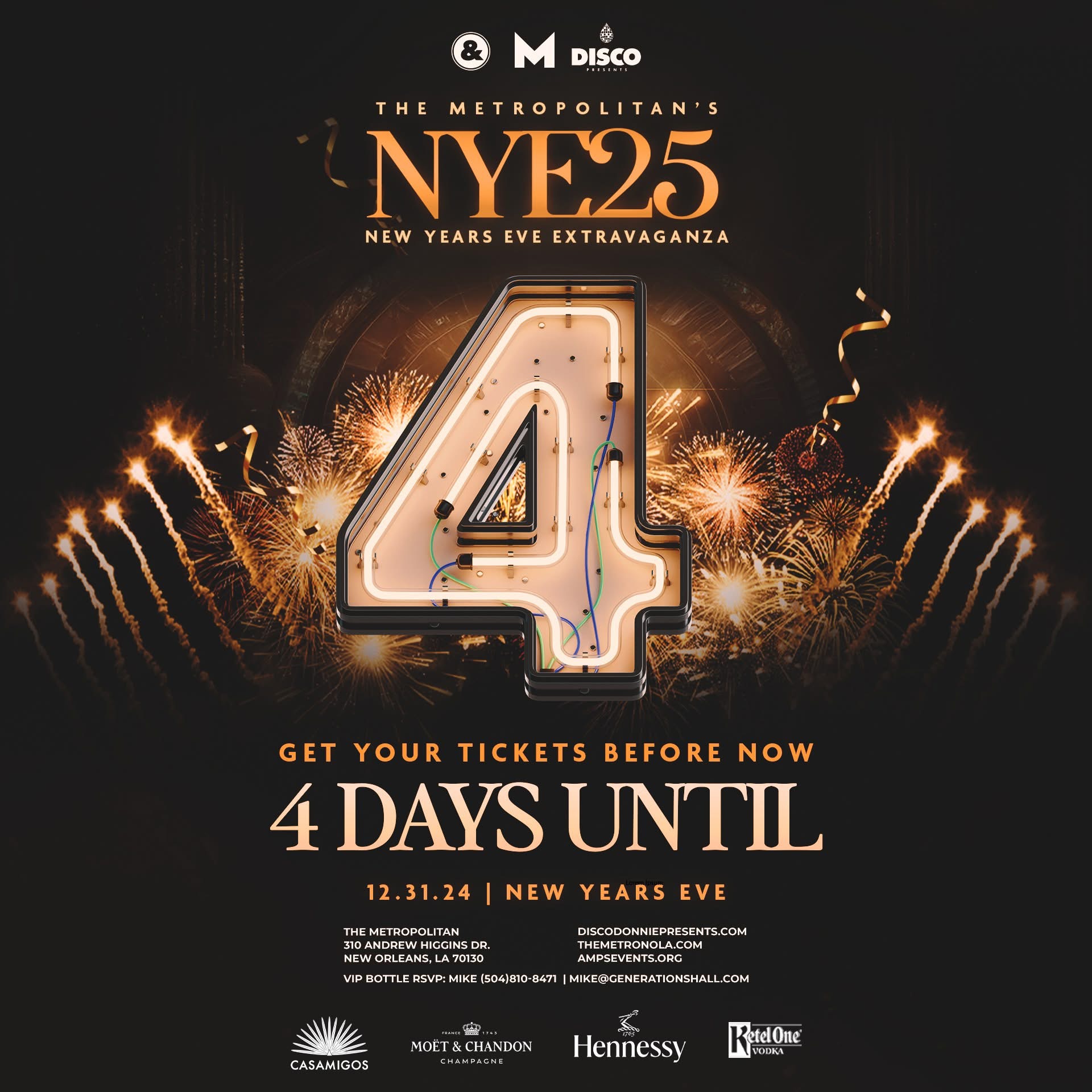 NYE25 New Year's Eve extravaganza price increase flyer