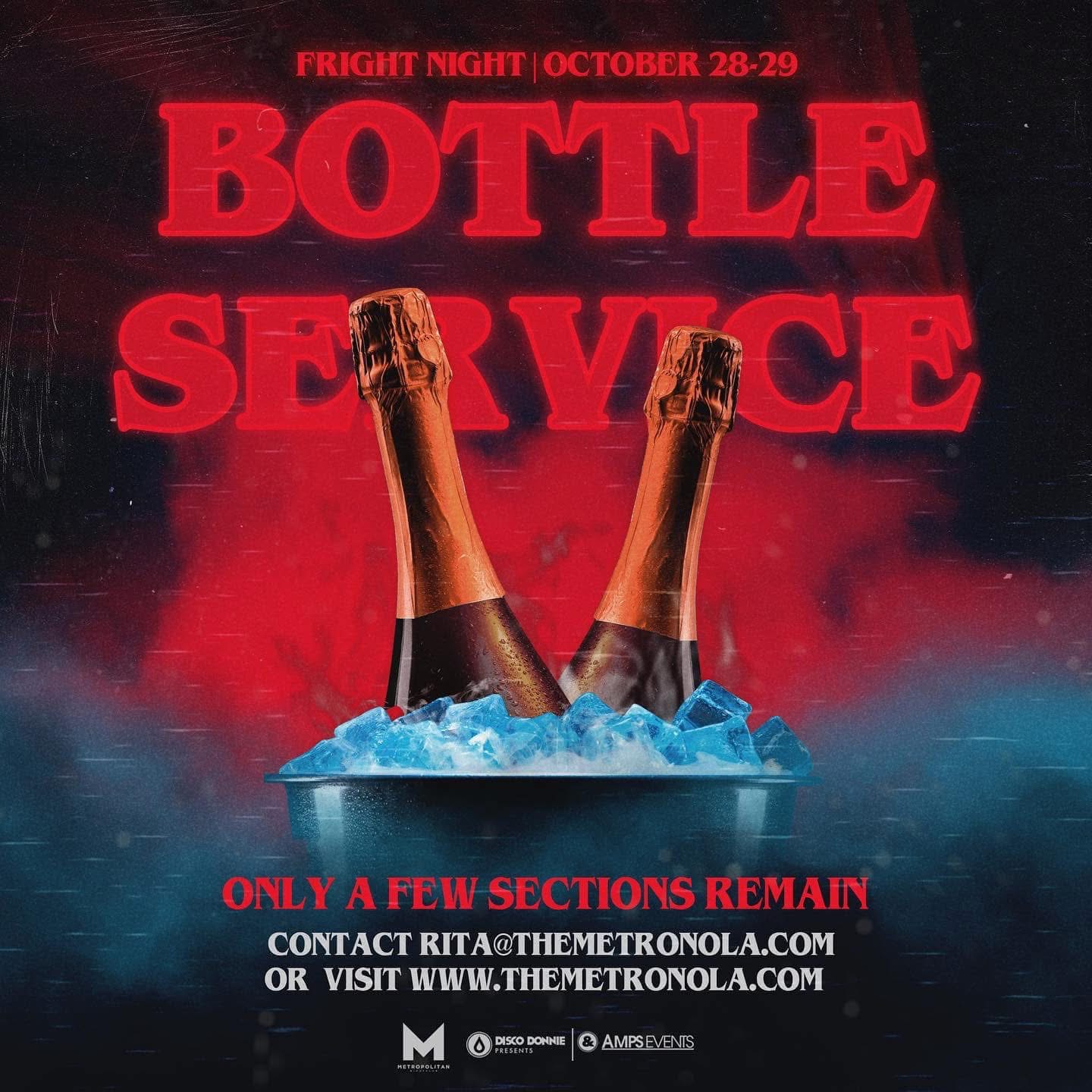 Bottle service Fright Night event flyer