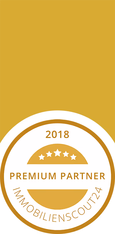 Goldenes Premium Partner Grafiken Siegel von Immobilienscout24 für 2018