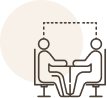 Icon showing two people sitting and talking