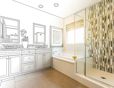 3d bathroom design with modern waterproof wall panels