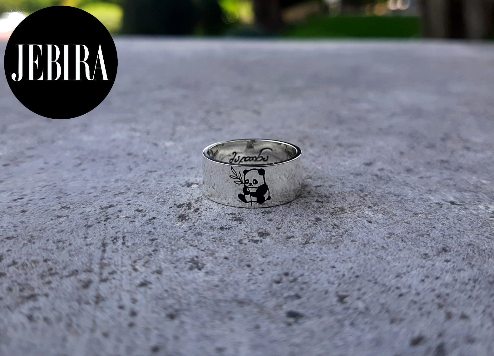 ვერცხლის სამკაული, ბეჭედი პანდას ნახატით გრავირებული ბეჭედზე 