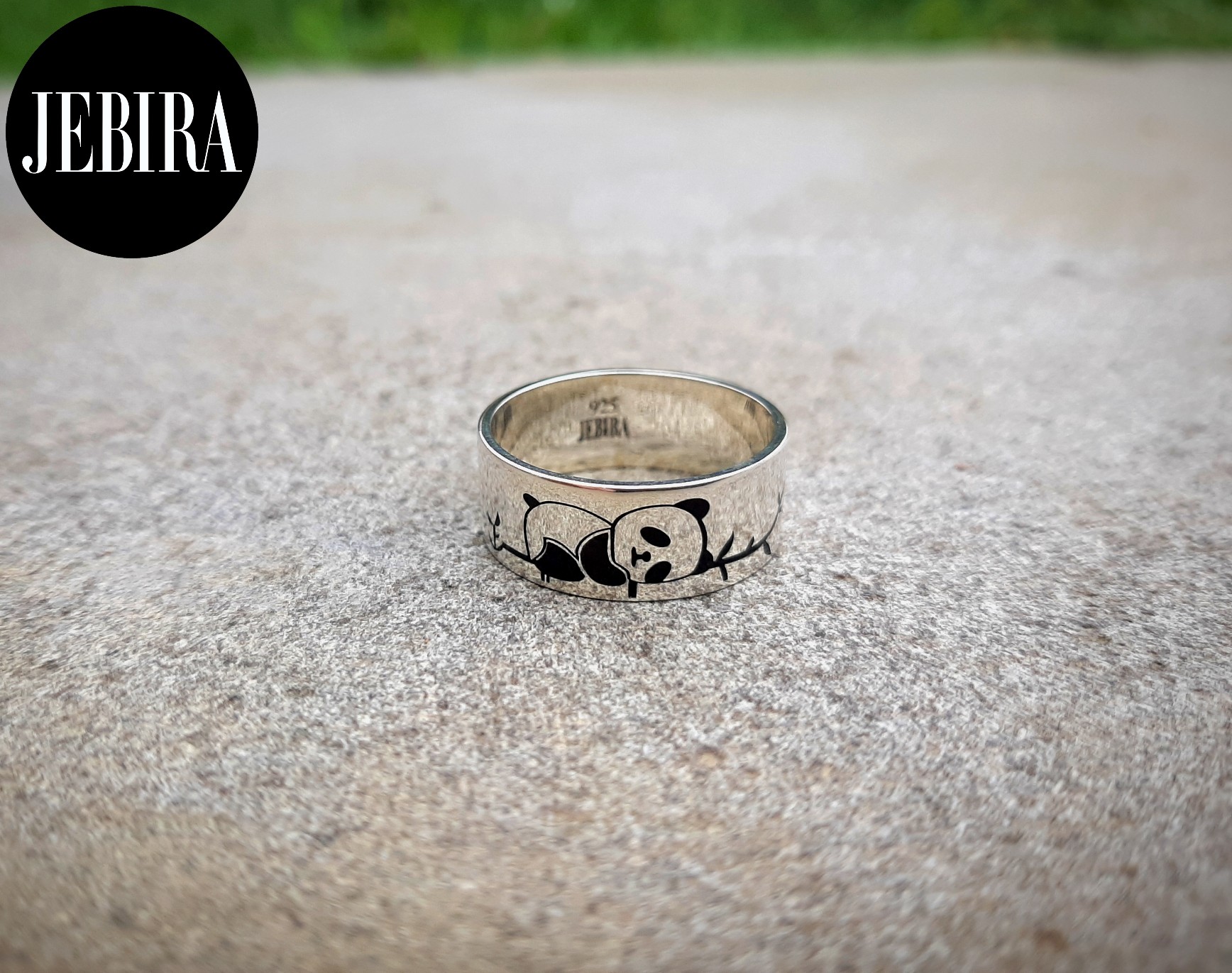 ვერცხლის სამკაული, ბეჭედი პანდას ნახატით გრავირებული ბეჭედზე 